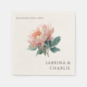 Blush Pink Peony Elegant Floral Wedding スタンダードカクテルナプキン (正面)