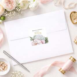 Blush Pink Peony Floral 18th Birthday  スクエアシール