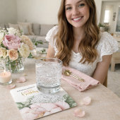 Blush Pink Peony Floral 18th Birthday  スクエアペーパーコースター