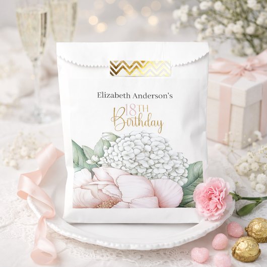 Blush Pink Peony Floral 18th Birthday  フェイバーバッグ