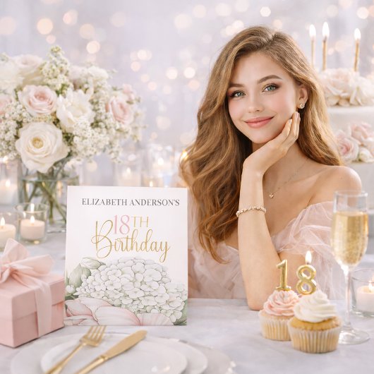 Blush Pink Peony Floral 18th Birthday  台座サイン