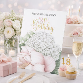 Blush Pink Peony Floral 18th Birthday  台座サイン