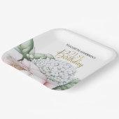 Blush Pink Peony Floral 21st Birthday ペーパープレート (傾斜あり)