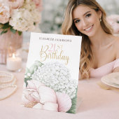 Blush Pink Peony Floral 21st Birthday  台座サイン