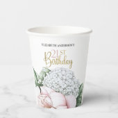 Blush Pink Peony Floral 21st Birthday  紙コップ (裏面)