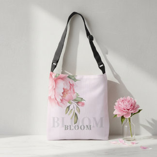 Blush Pink Peony Floral | Elegant Watercolor Tote クロスボディバッグ