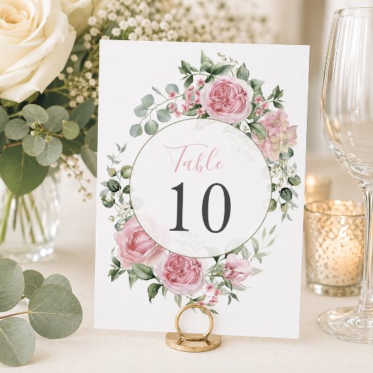 Blush Pink Peony Floral Frame Wedding  テーブルナンバー