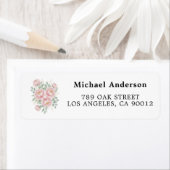 Blush Pink Peony Floral Return Address Labels ラベル (インサイチュ)