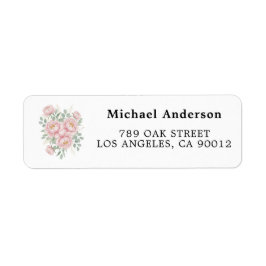 Blush Pink Peony Floral Return Address Labels ラベル