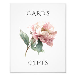 Blush Pink Peony Floral Wedding Cards & Gifts Sign フォトプリント