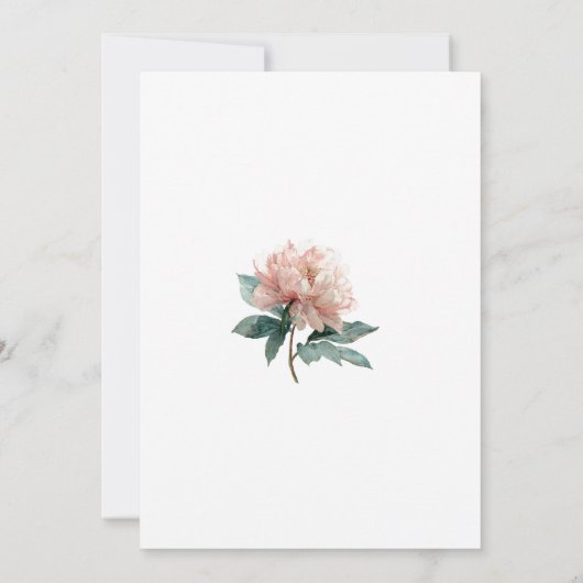 Blush Pink Peony Flower Elegant Botanical Wedding 招待状 (裏面)