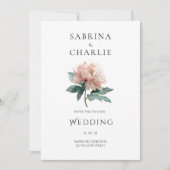 Blush Pink Peony Flower Elegant Botanical Wedding 招待状 (正面)