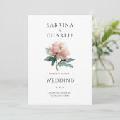 Blush Pink Peony Flower Elegant Botanical Wedding 招待状 (スタンド正面)