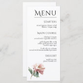 Blush Pink Peony Flower Elegant Dinner Wedding  メニュー (正面/裏面)