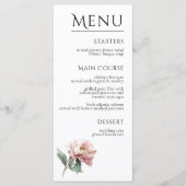 Blush Pink Peony Flower Elegant Dinner Wedding  メニュー (正面)