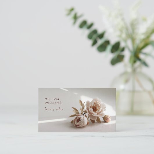 Blush Pink Peony Flower Photo 名刺 (スタンド正面)