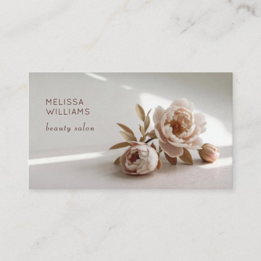 Blush Pink Peony Flower Photo 名刺 (正面)