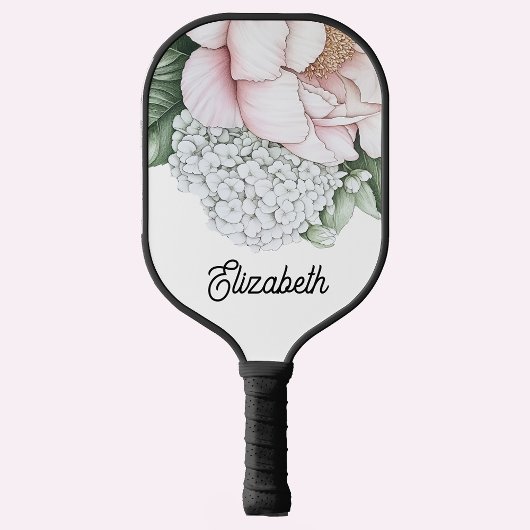 Blush Pink Peony Personalized ピックルボールラケット