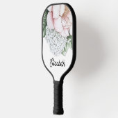 Blush Pink Peony Personalized ピックルボールラケット (左)