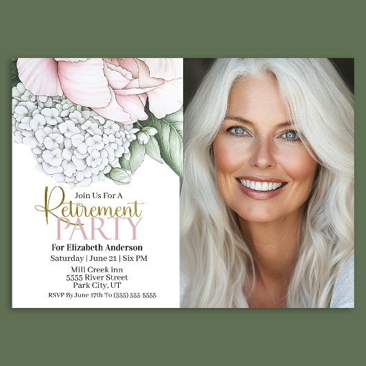 Blush Pink Peony Retirement Party Invitation 招待状