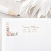 Blush Pink Peony Rose Party Return Address ラベル (インサイチュ)