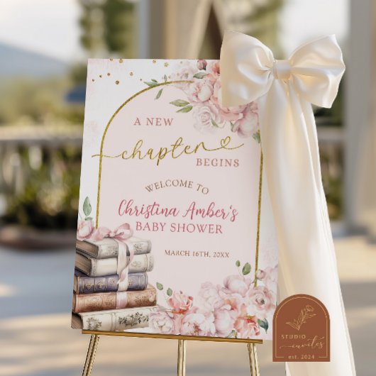 Blush Pink Peony Storybook Theme Bridal Shower ポスター