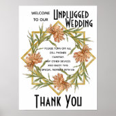 Blush Pink Peony Unplugged Wedding Sign ポスター (正面)