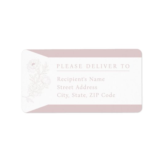Blush Pink Peony Wedding Return Address ラベル (正面)