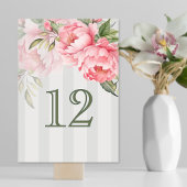 Blush Pink Peony Wedding | Sage Green Elegant テーブルナンバー