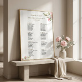 Blush Pink Peony Wedding Seating Chart Sign ポスター