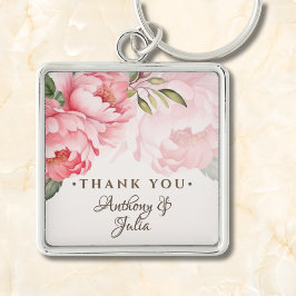 Blush Pink Peony Wedding Thank You Favor Keychain キーホルダー