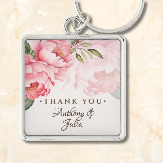 Blush Pink Peony Wedding Thank You Favor Keychain キーホルダー