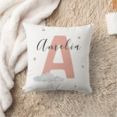Blush Pink Personalized Baby Name Pillow Custom クッション (ブランケット)
