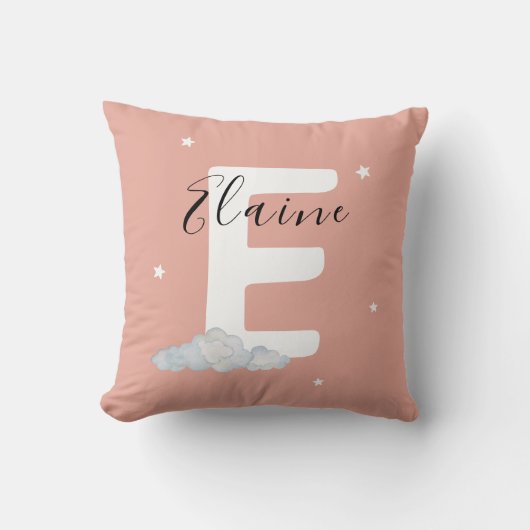Blush Pink Personalized Baby Name Pillow Custom クッション (正面)