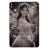 Blush Pink Photo 18th Birthday Save the Date マグネット (縦)