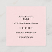 Blush Pink Photo Black Script Hair Stylist  スクエア名刺 (裏面)