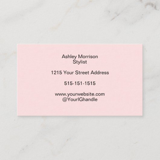 Blush Pink Photo Black Script Hair Stylist  名刺 (裏面)