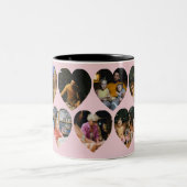 Blush Pink Photo Collage Mug with Heart Frames ツートーンマグカップ (中央)