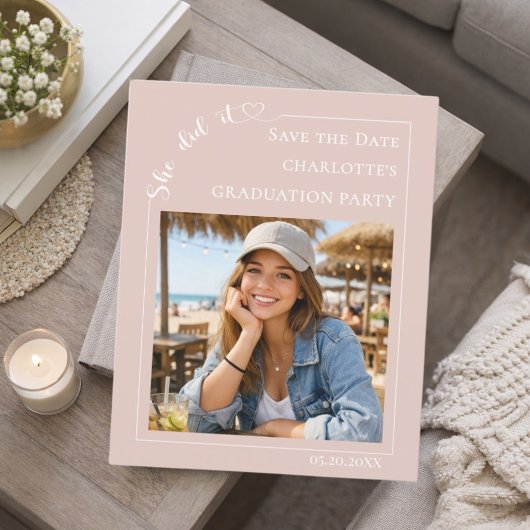 Blush Pink Photo Graduation Save the Date チラシ