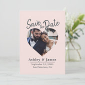 Blush Pink Photo Modern Script Save the Date セーブザデート (スタンド正面)