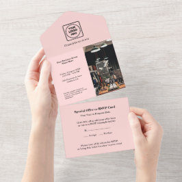 Blush Pink Photo | Modern Simple Business All In オールインワン招待状