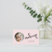 Blush Pink Photo MUA QRコード ソーシャルアイコン 名刺 (スタンド正面)