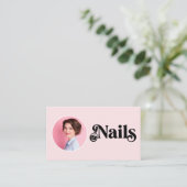 Blush Pink Photo Nails QRコード ソーシャルアイコン 名刺 (スタンド正面)