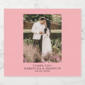 Blush Pink Photo Thank You Wedding  スパークリングワインラベル (シングルラベル)