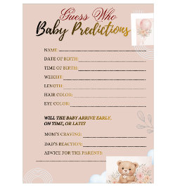 Blush pink  Playful Baby Shower Predictions game