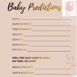 Blush pink  Playful Baby Shower Predictions game