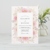 Blush Pink Poetic Botanical Wedding 招待状 (スタンド正面)