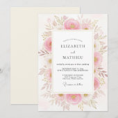 Blush Pink Poetic Botanical Wedding 招待状 (正面/裏面)