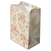 Blush Pink Poinsettia Holiday Gift Bag ミディアムペーパーバッグ (裏面アングル)
