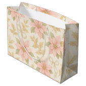Blush Pink Poinsettia Holiday Gift Bag ラージペーパーバッグ (裏面アングル)